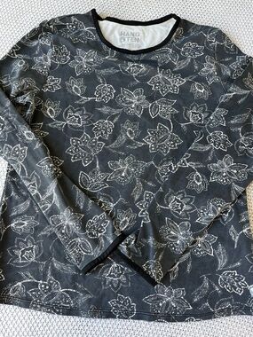 Hang Ten Black Floral Long Sleeve swimsuit surf wetsuit rash guard Top